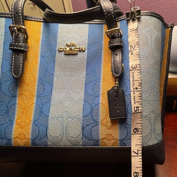 Coach - Mollie Blue and Yellow Striped Tote Bag - EUC - Picture 7 of 9